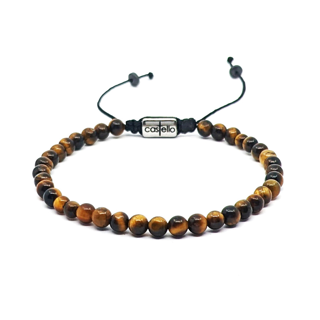 Polished Tiger's Eye Unisex Bracelet, 4mm | Castello Jewels