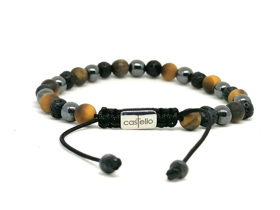 Hematite, Onyx & Tiger's Eye Bracelet, view 3, 6mm | Castello Jewels