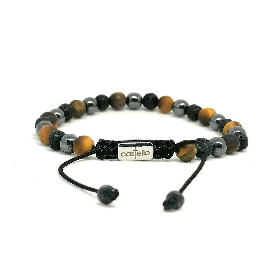Hematite, Onyx & Tiger's Eye Bracelet, view 3, 6mm | Castello Jewels