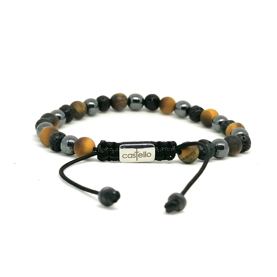 Hematite, Onyx & Tiger's Eye Bracelet, view 3, 6mm | Castello Jewels