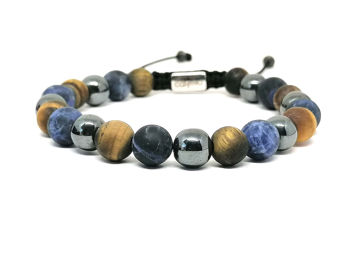 Tiger's Eye, Hematite & Sodalite Stacking Bracelet, 8mm | Castello Jewels
