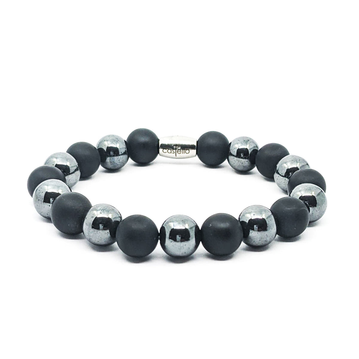 Onyx & Hematite Stacking Bracelet, 10mm, view 2 | Castello Jewels