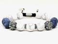 Hand Made Silver Bracelet MyKing Howlite and Sodalite stone 10mm | Castello Jewels