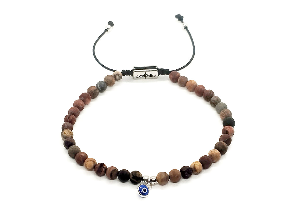 Picasso Jasper Evil Eye Bracelet, 4mm | Castello Jewels