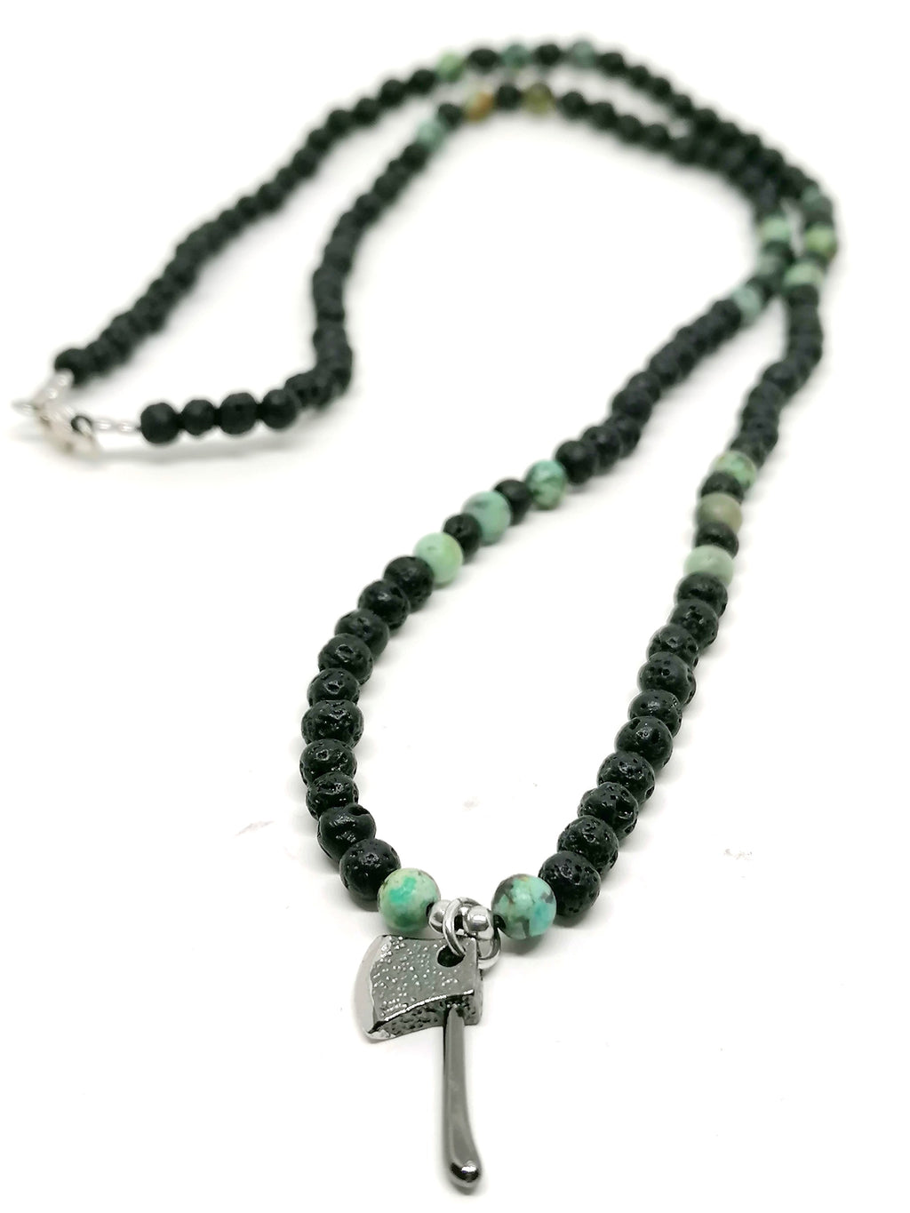 Necklace Axe, Silver 925, Lava stone | Castello Jewels