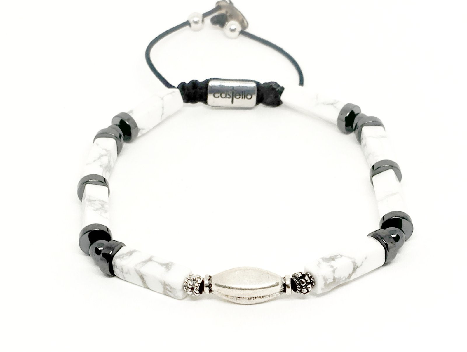 Silver Bracelet 925, Howlite, Hemitate stone 4mm | Castello Jewels