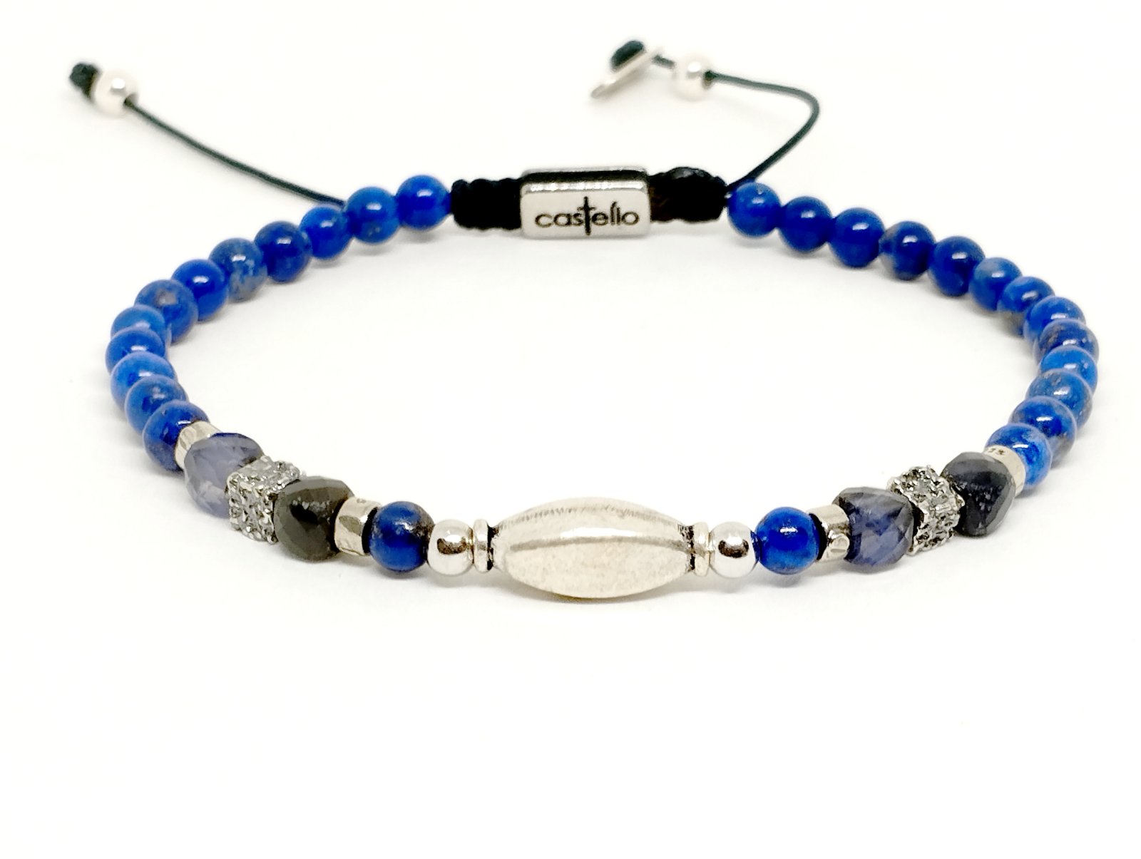 Silver Bracelet 925, Lapis stone 4mm | Castello Jewels