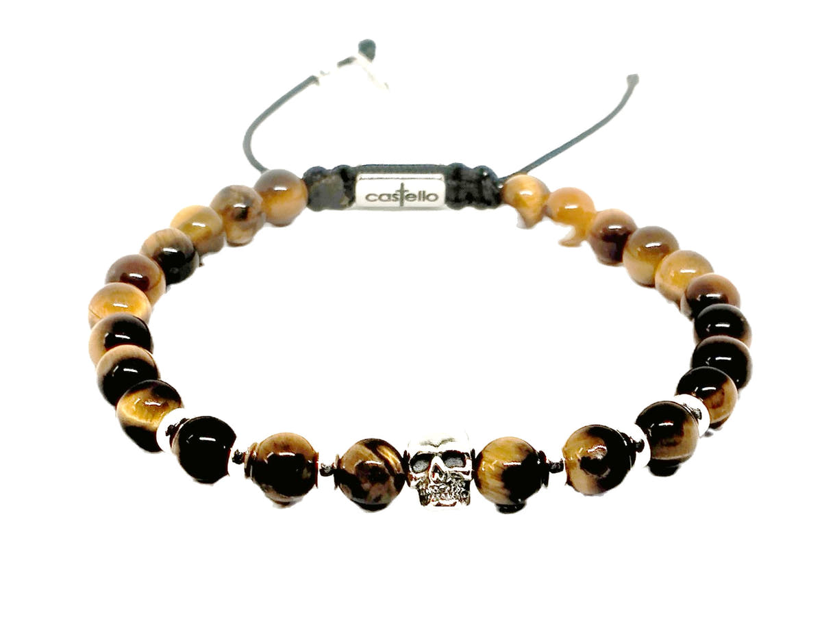 Tiger's Eye Bracelet, Sterling Silver, 6mm | Castello Jewels