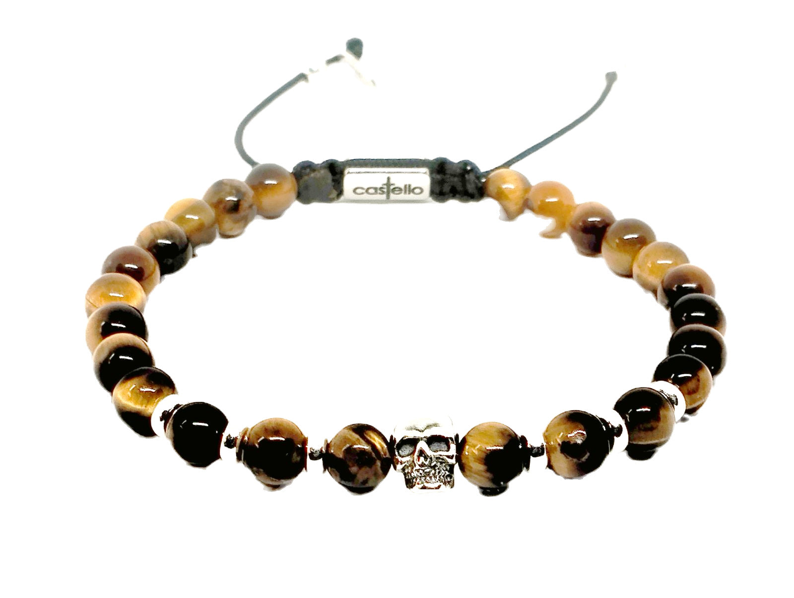 Silver Bracelet 925, Tigers eye 6mm | Castello Jewels