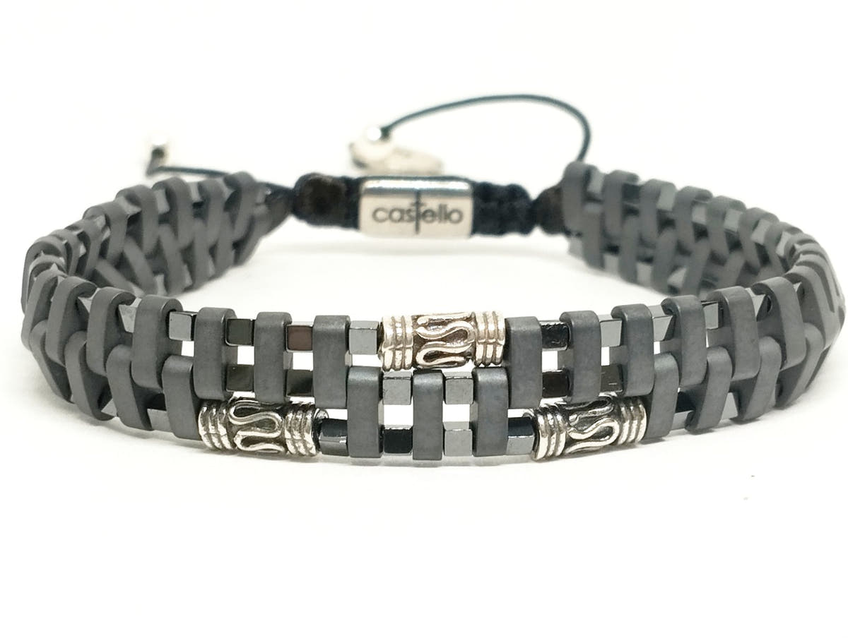 Hematite Stacking Bracelet, Sterling Silver, 4mm | Castello Jewels