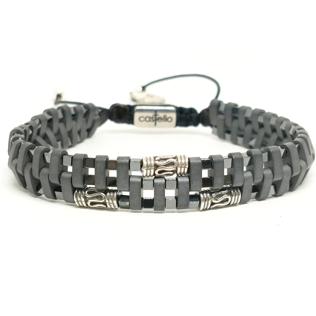 Hematite Stacking Bracelet, Sterling Silver, 4mm | Castello Jewels