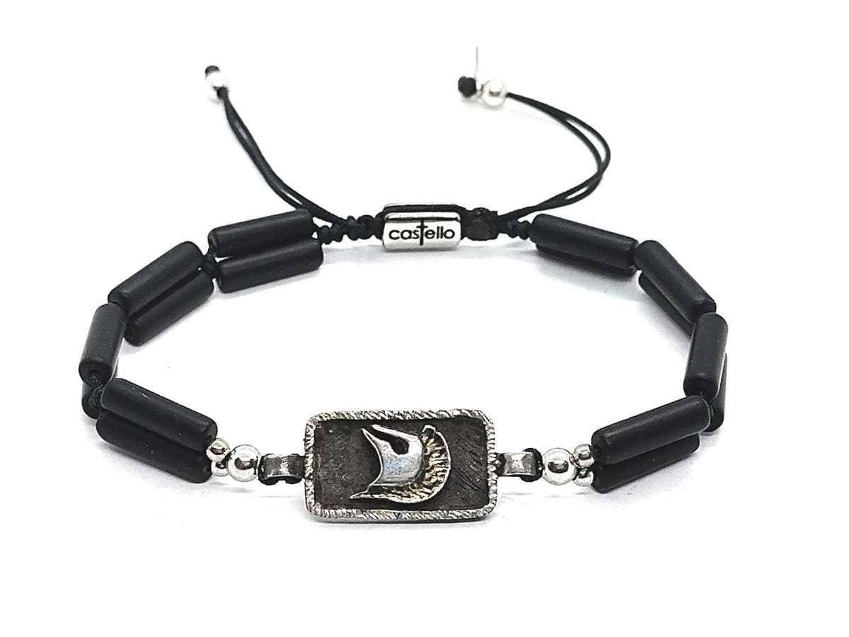 Silver Bracelet Ancient Onyx, stone tube of 2mm | Castello Jewels