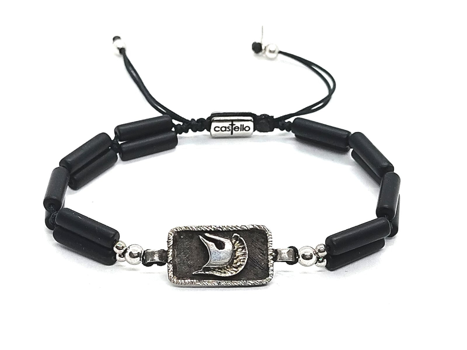 Silver Bracelet Ancient Onyx, stone tube of 2mm | Castello Jewels