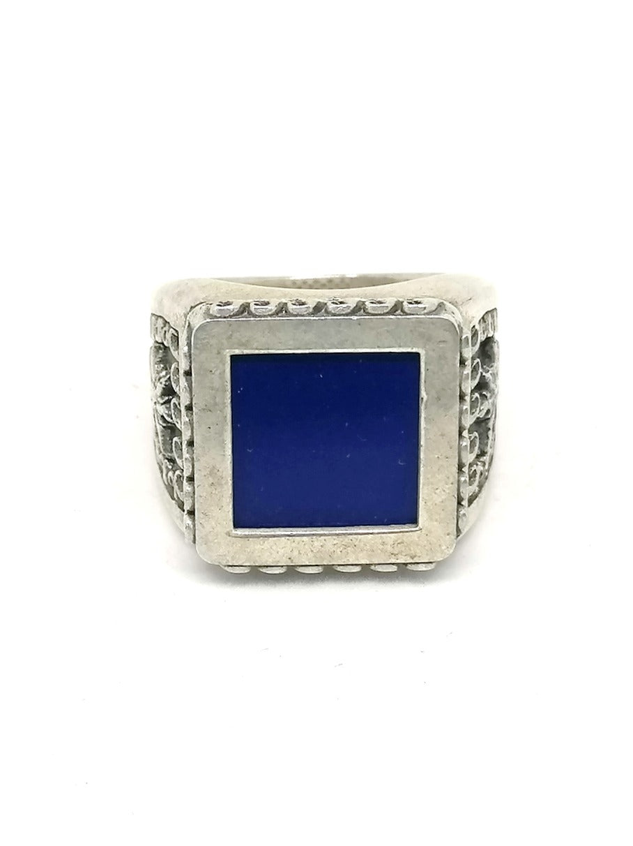 Mens Silver Ring Lapis Lazuli Sun | Castello Jewels