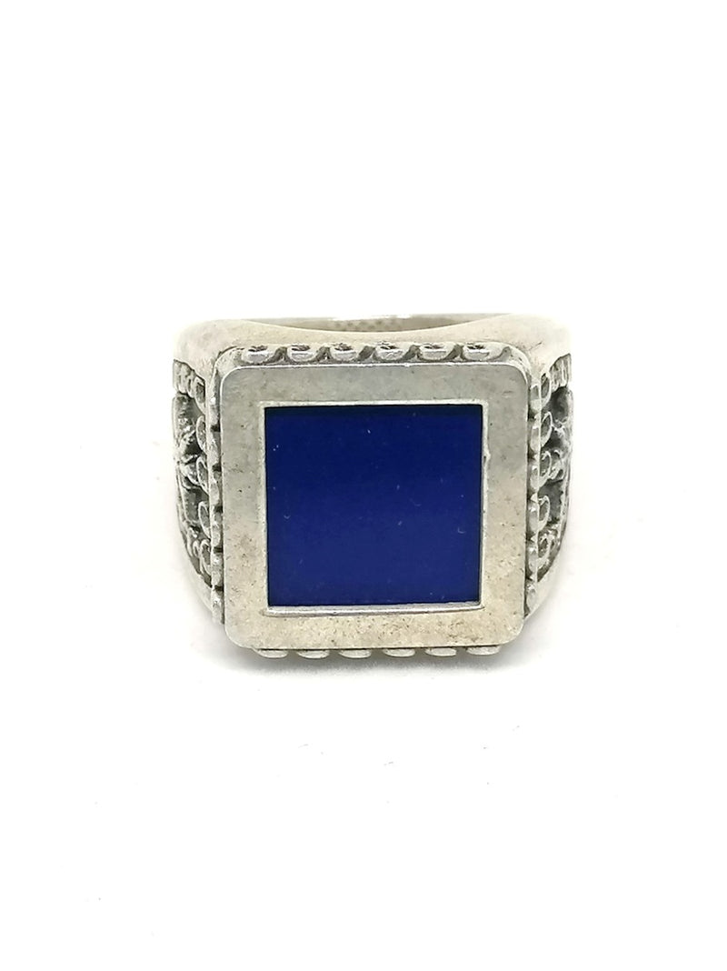 Mens Silver Ring Lapis Lazuli Sun
