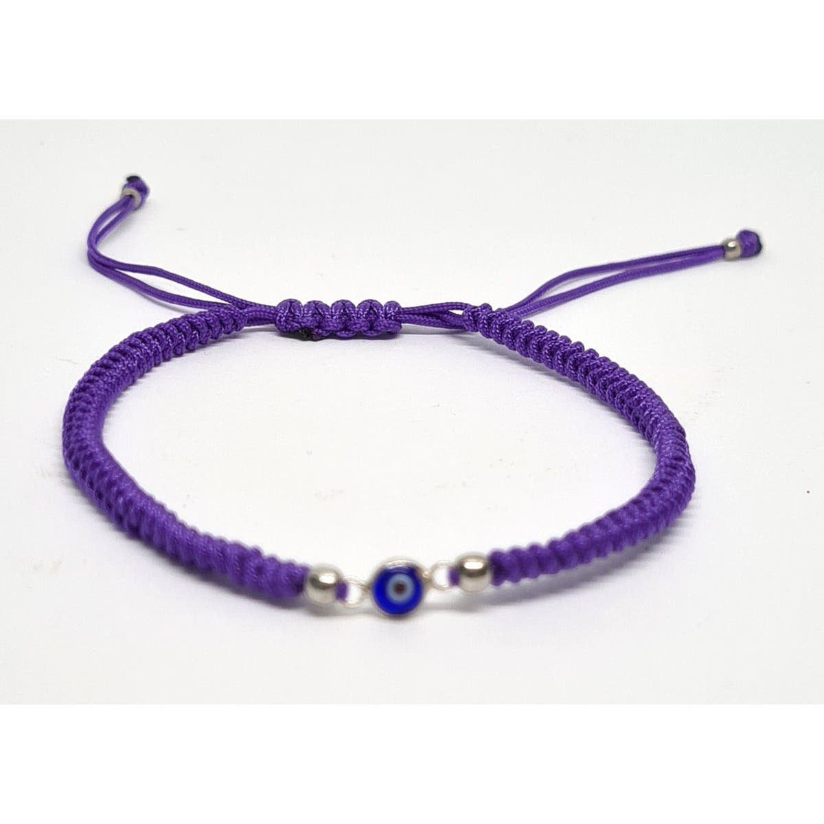 Evil Eye Cord Bracelet, Sterling Silver, Green | Castello Jewels