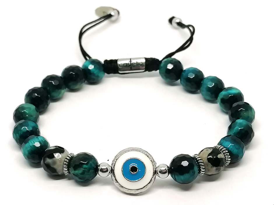 Cat's Eye Gemstone Bracelet, Evil Eye, 8mm | Castello Jewels
