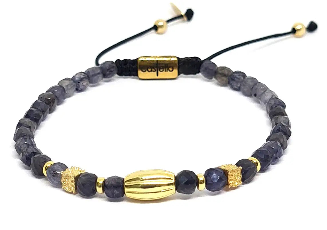 Hand Made Bracelet Silver 925 Gold Plated CHIC Iolite stone 4mm | Castello Jewels