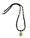 Hand Made Necklace Silver 925' Gold Plated Onyx Polish stone 4mm | Castello Jewels