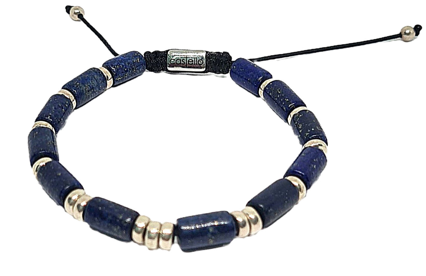 AEGEAN, Silver 925 Bracelet, Lapis Lazuli Tube stone 10mm | Castello Jewels