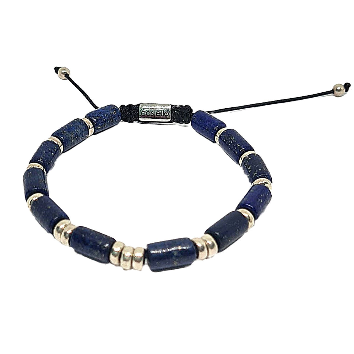 AEGEAN, Silver 925 Bracelet, Lapis Lazuli Tube stone 10mm | Castello Jewels