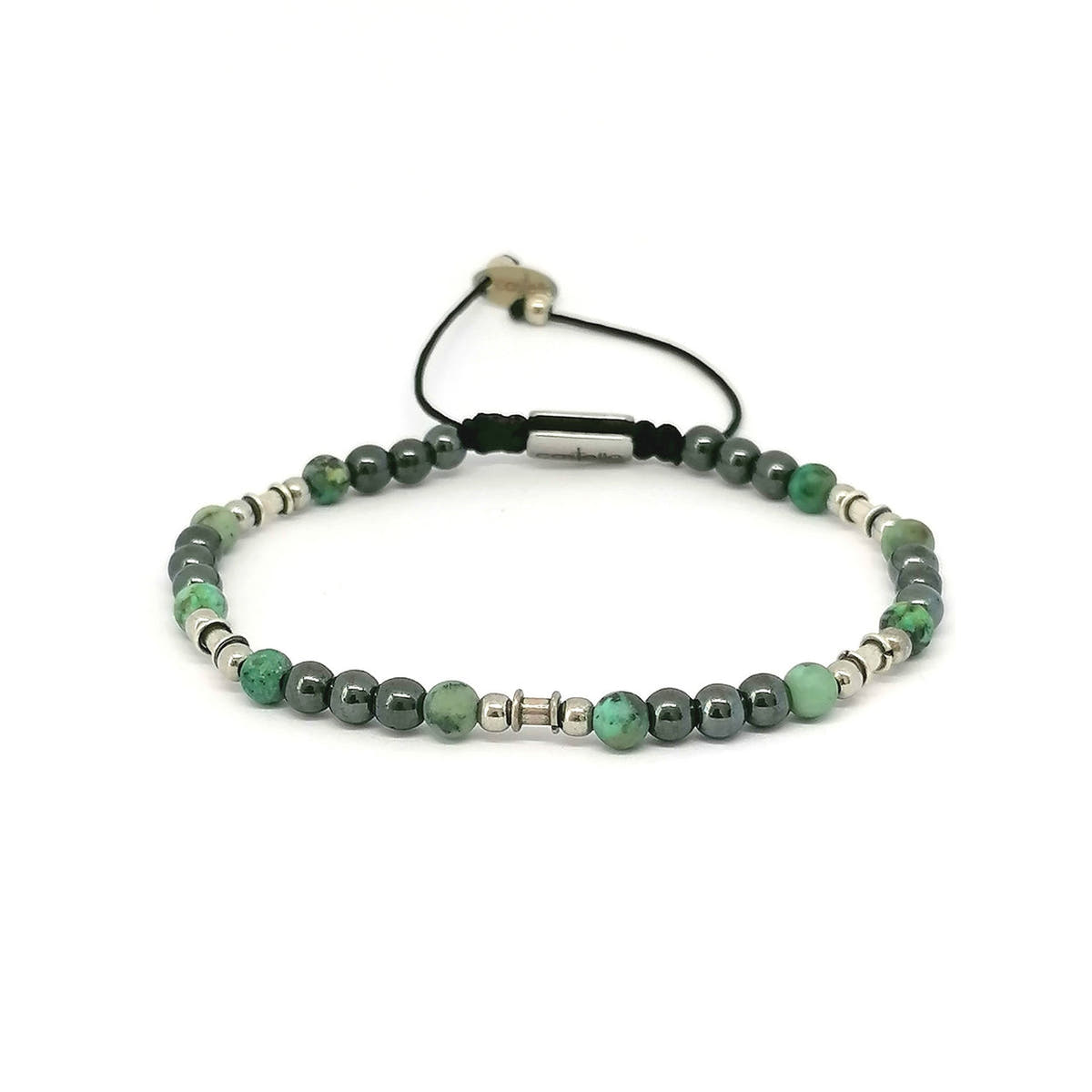 Silver bracelet Earth, Hematite African Turquoise stone 4mm — view 3 | Castello Jewels
