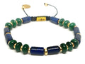 AEGEAN, Silver 925 Bracelet, Gold plated, Lapis Lazuli Tube malachitis rondel | Castello Jewels