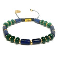 AEGEAN, Silver 925 Bracelet, Gold plated, Lapis Lazuli Tube malachitis rondel | Castello Jewels
