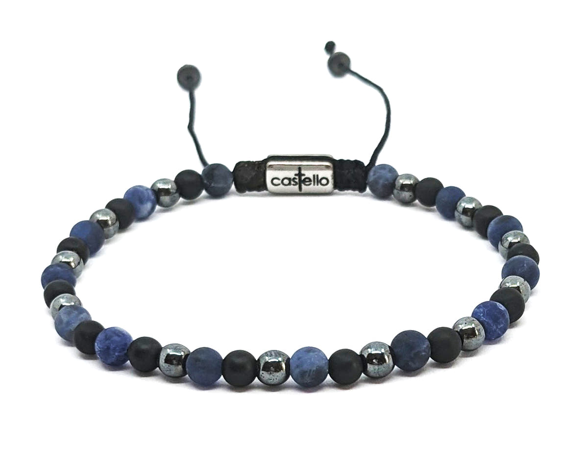 Onyx, Hematite & Sodalite Gemstone Bracelet, 4mm | Castello Jewels