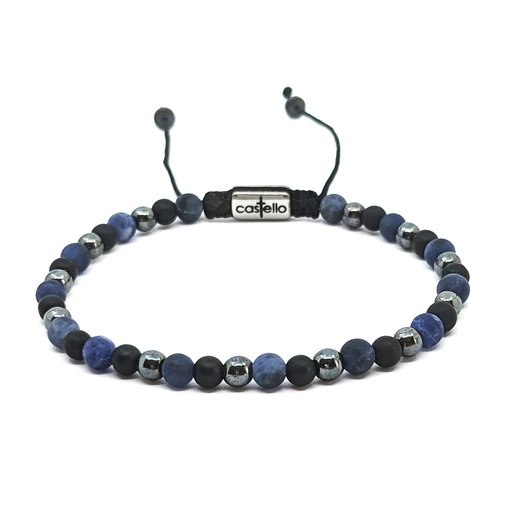 Onyx, Hematite & Sodalite Gemstone Bracelet, 4mm | Castello Jewels