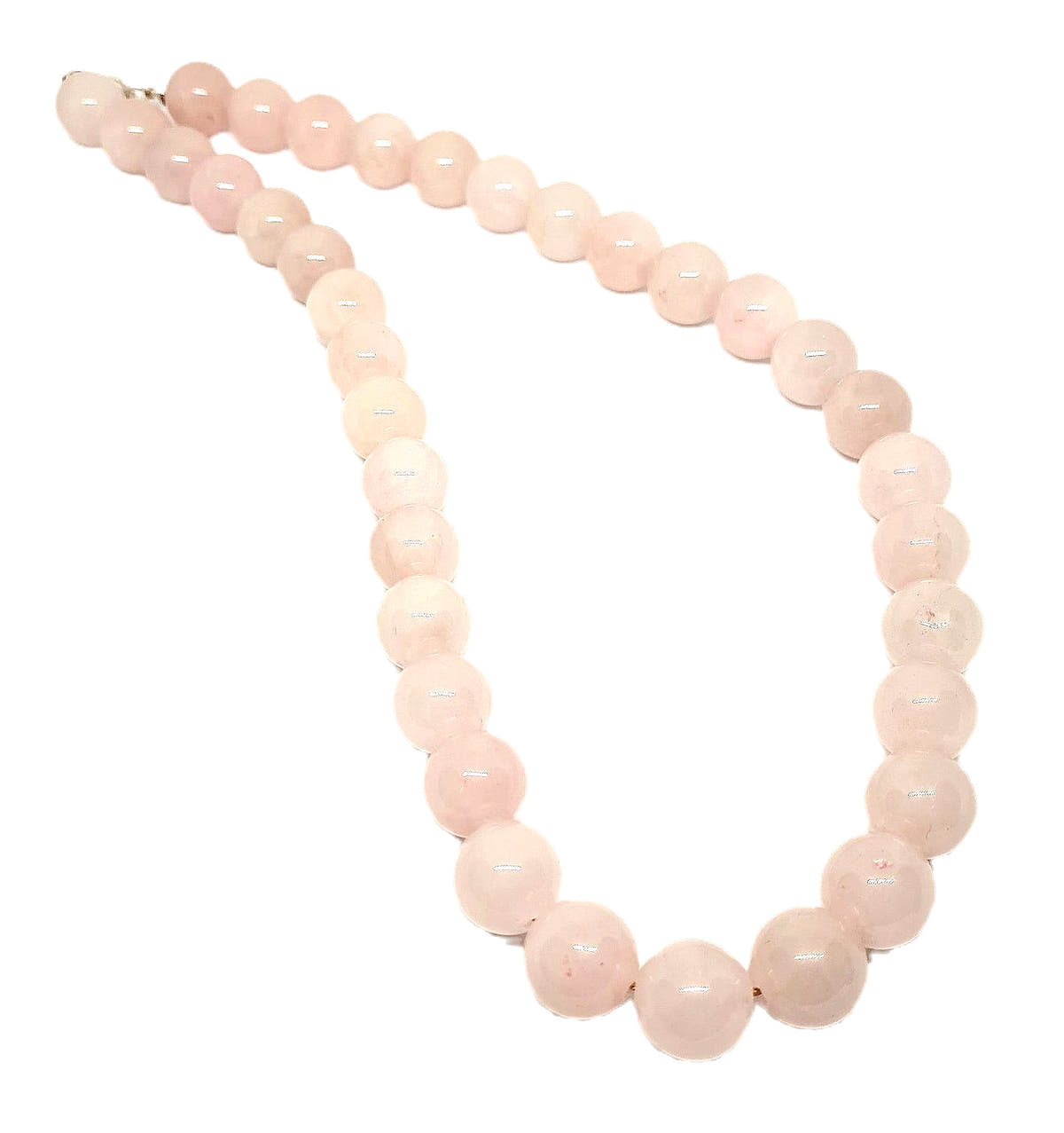Pink Quartz Beaded Necklace, Sterling Silver, 12mm | Castello Jewels