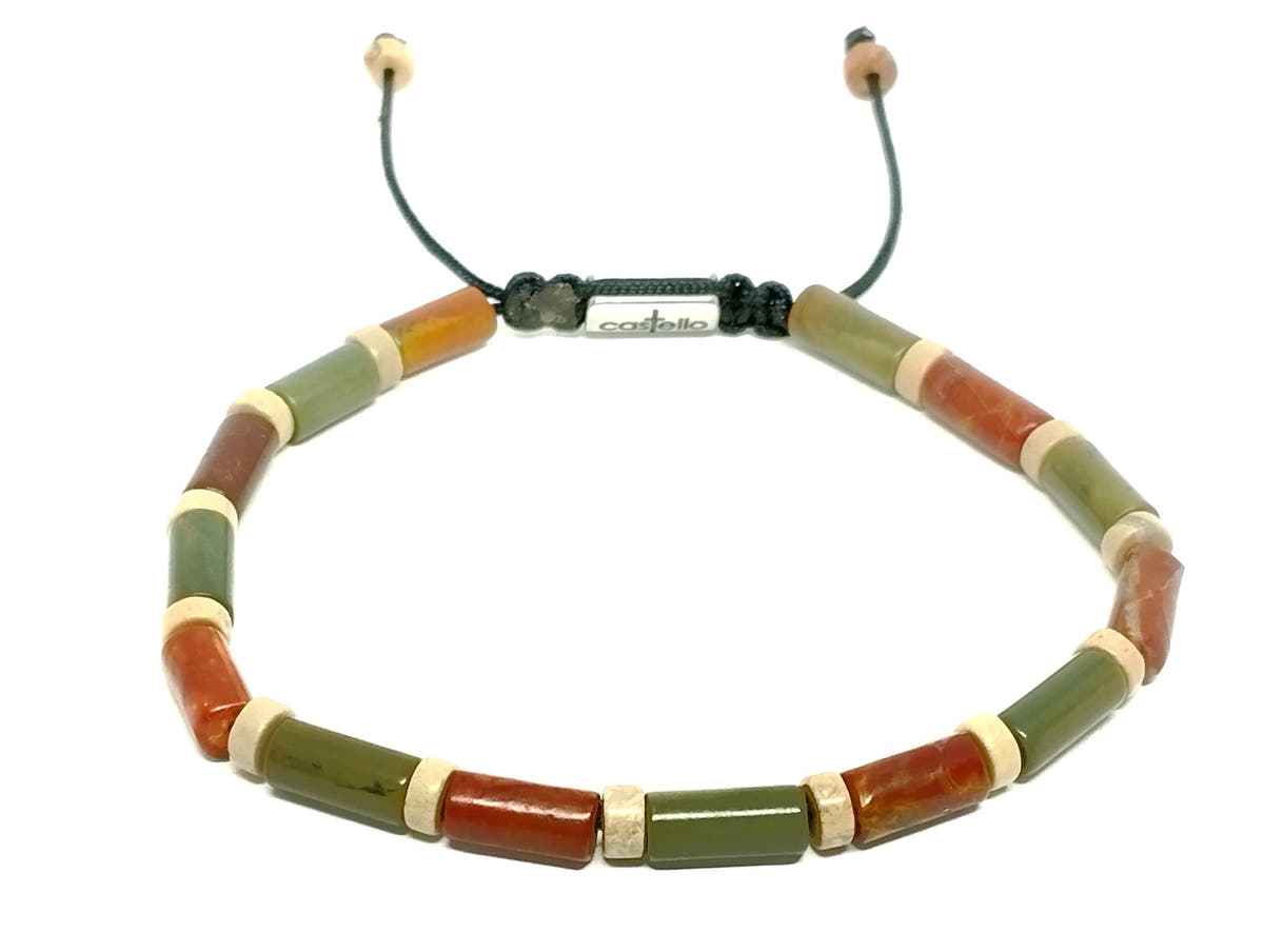 Red Picasso Jasper Tube Bracelet, 4mm | Castello Jewels