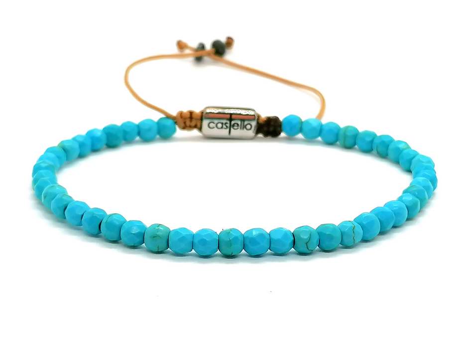 Hand Made Bracelet, Turquoise stone 4mm | Castello Jewels