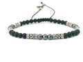 Hand Made Silver Bracelet Ancient, Onyx mat, Hematite stone 4mm | Castello Jewels