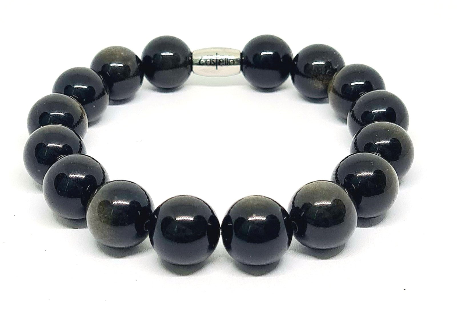 Hand Made Bracelet, Obsidian Polish Stone 12BM | Castello Jewels