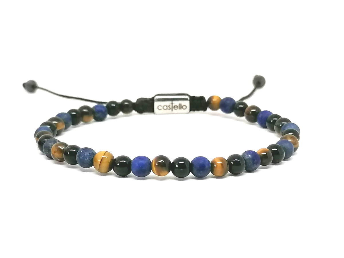 Onyx, Tiger's Eye & Sodalite Bracelet, Polished, 4mm | Castello Jewels