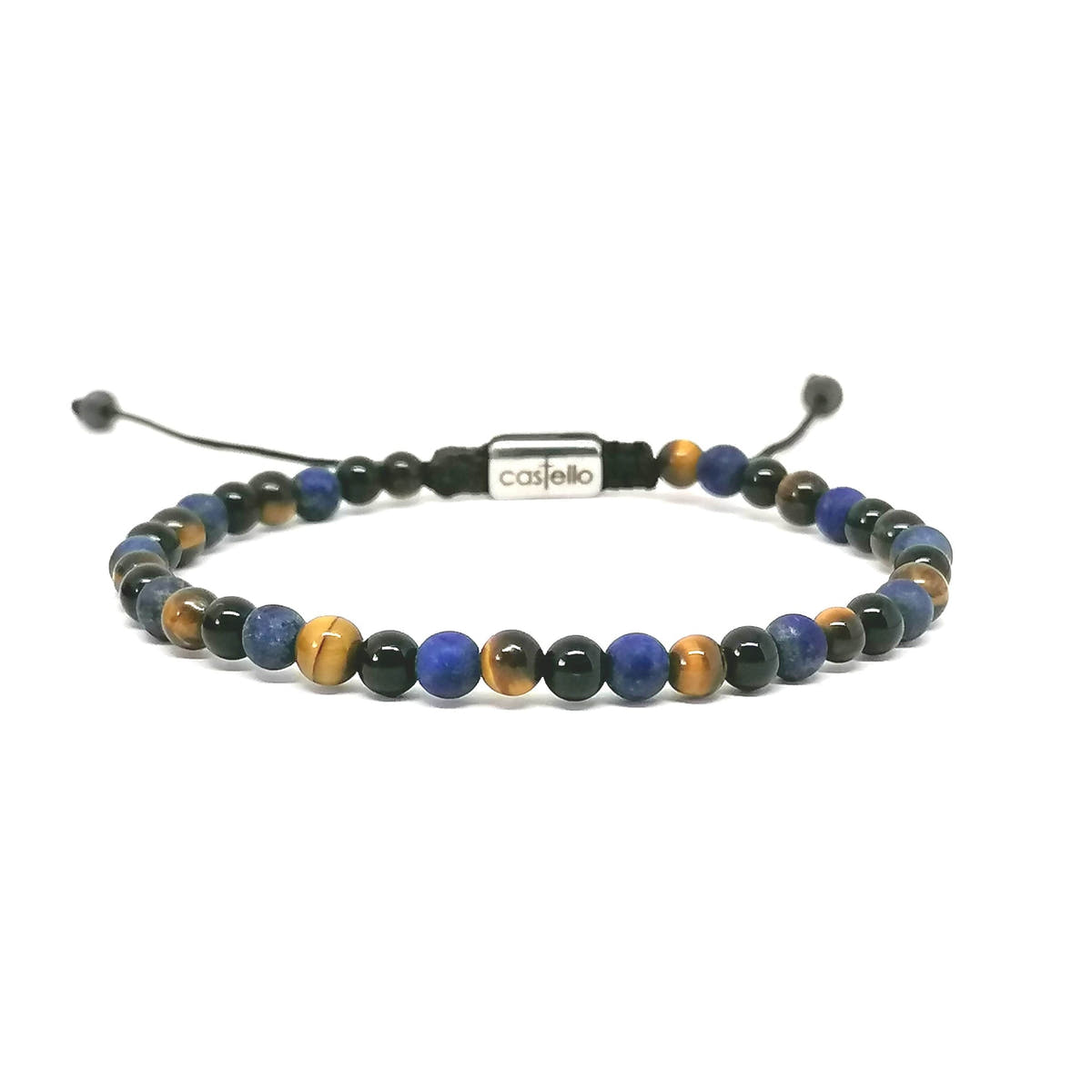 Onyx, Tiger's Eye & Sodalite Bracelet, Polished, 4mm | Castello Jewels