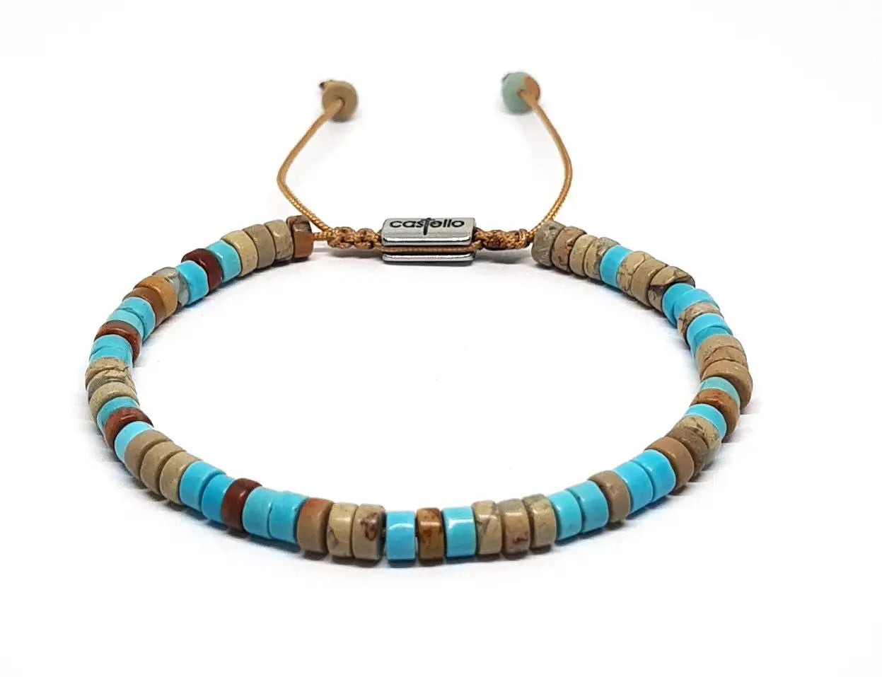 Hand Made Bracelet Turquoise, Shushan Tube Shape Stones 4*2mm | Castello Jewels