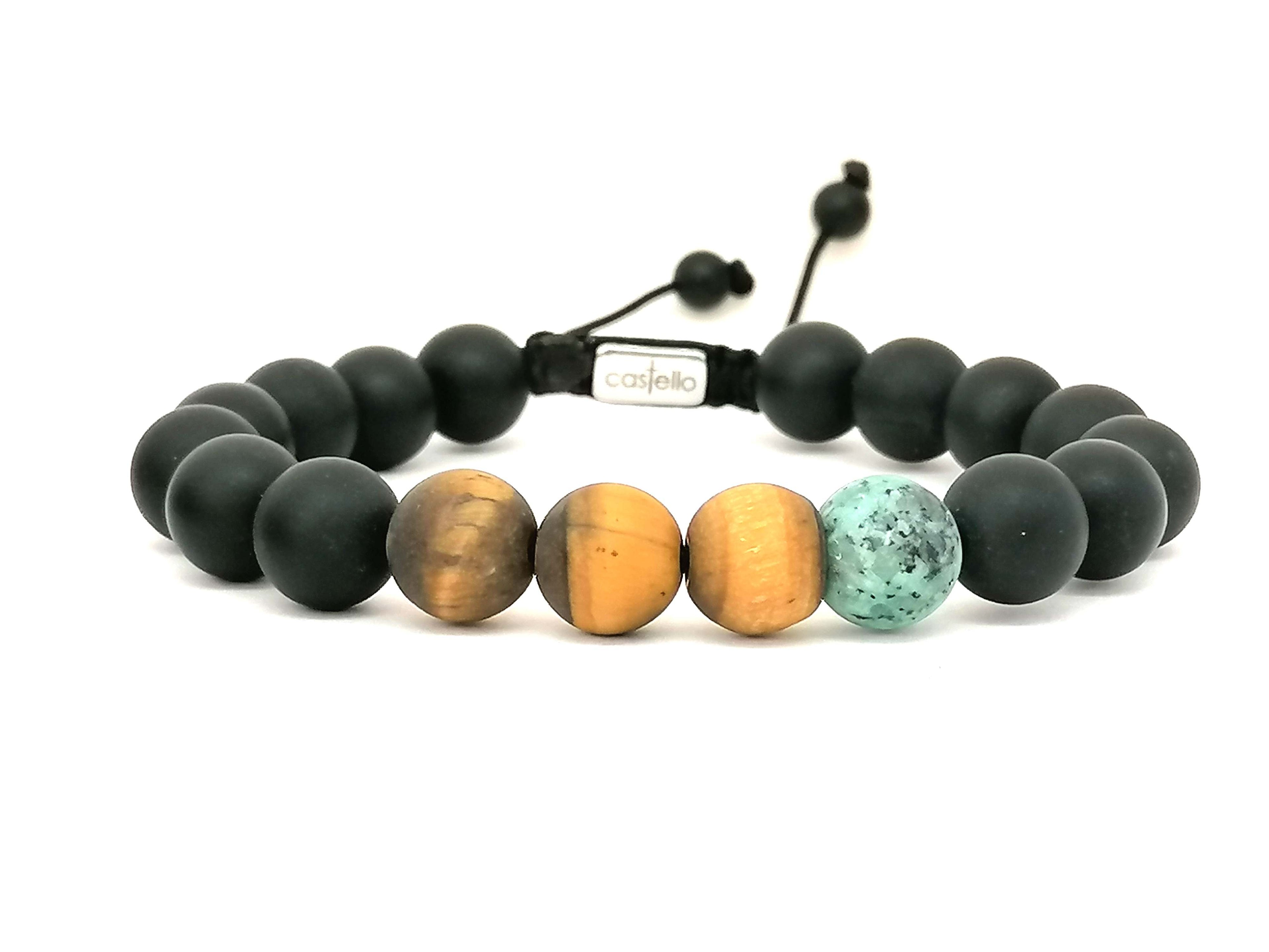 Bracelet Onyx, Tiger's Eye, 10mm stone | Castello Jewels