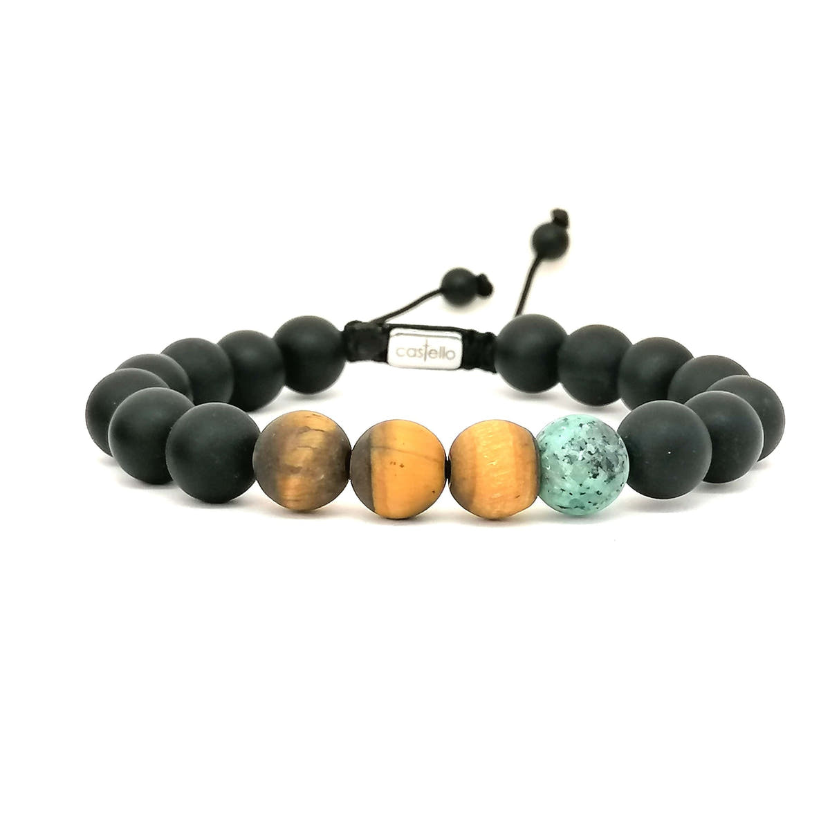 Onyx & Tiger's Eye Beaded Bracelet, 10mm | Castello Jewels