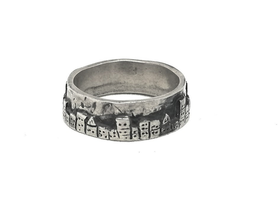 Mens Silver Ring City | Castello Jewels