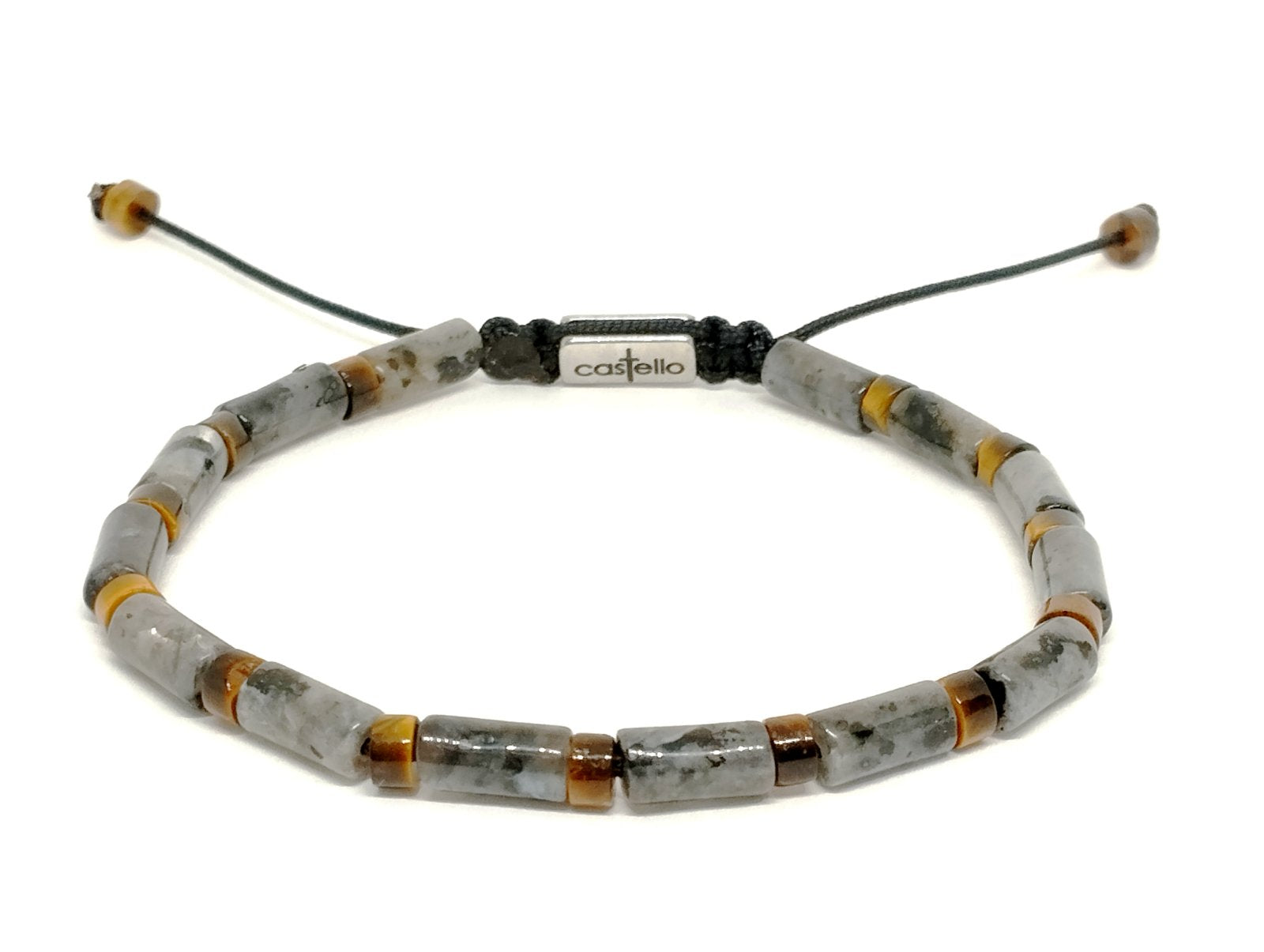 Hand Made Bracelet Black Sprectrolite Tube shape stone 4mm | Castello Jewels