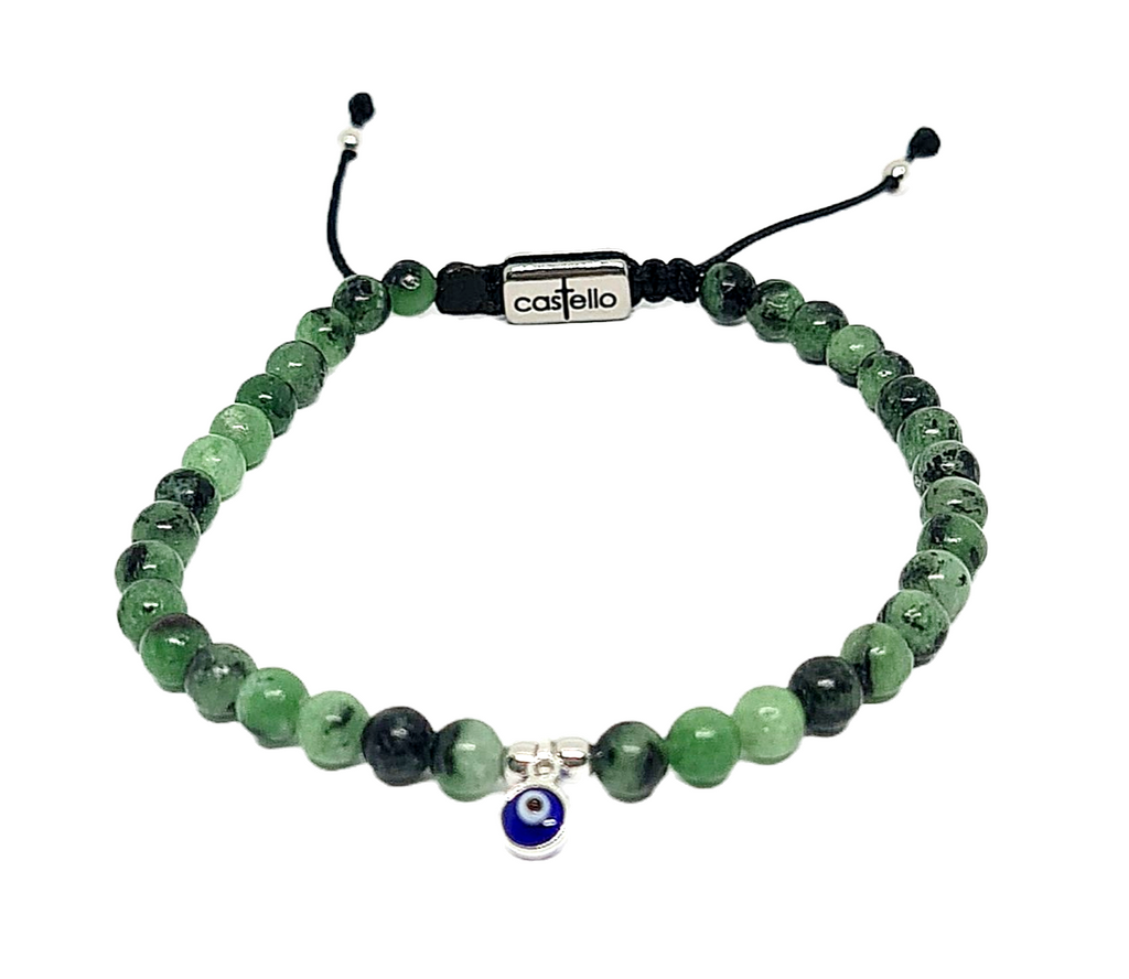 Turquoise Evil Eye Gemstone Bracelet, 4mm | Castello Jewels