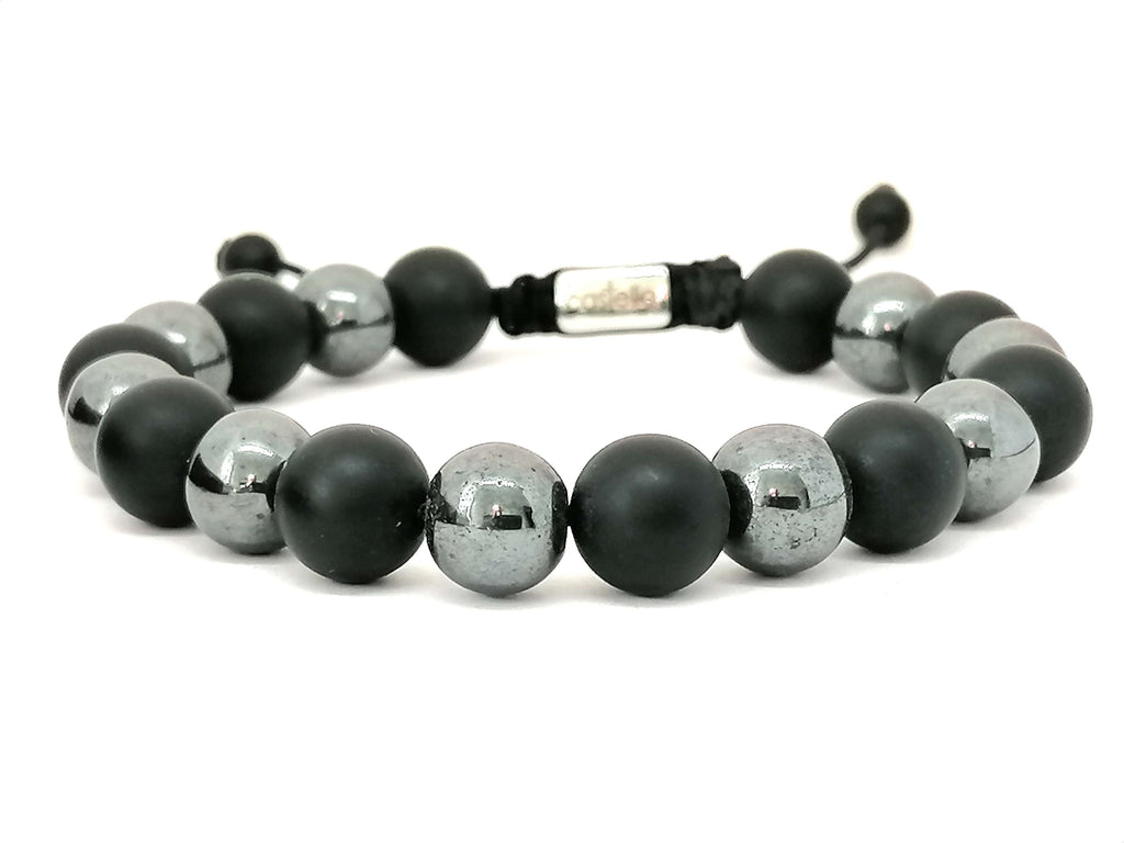 Ηand Made Bracelet Onyx Mat, Hematite 10mm stone | Castello Jewels