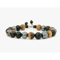 Polished Onyx, Tiger's Eye & Hematite Men's Bracelet, 10mm | Castello Jewels