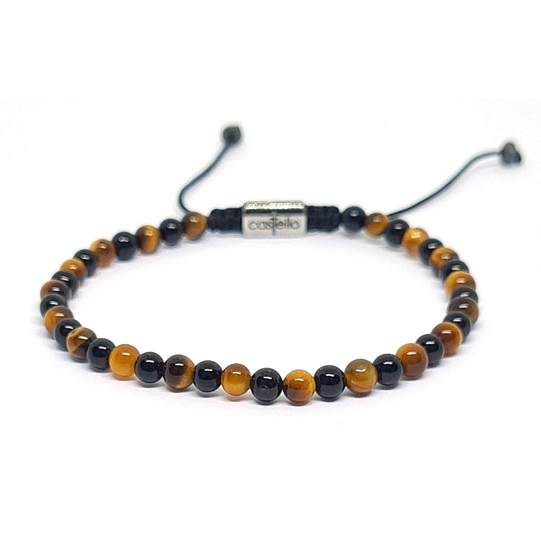 Polished Onyx & Tiger's Eye Everyday Bracelet, 4mm | Castello Jewels