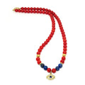 Coral & Lapis Lazuli Evil Eye Necklace, Gold-Plated, 6mm | Castello Jewels