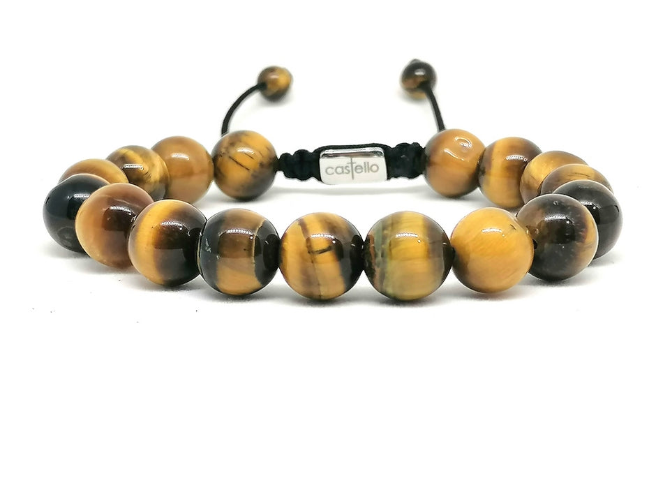 Hand Made Bracelet Tiger eye Polish, 10mm stone | Castello Jewels