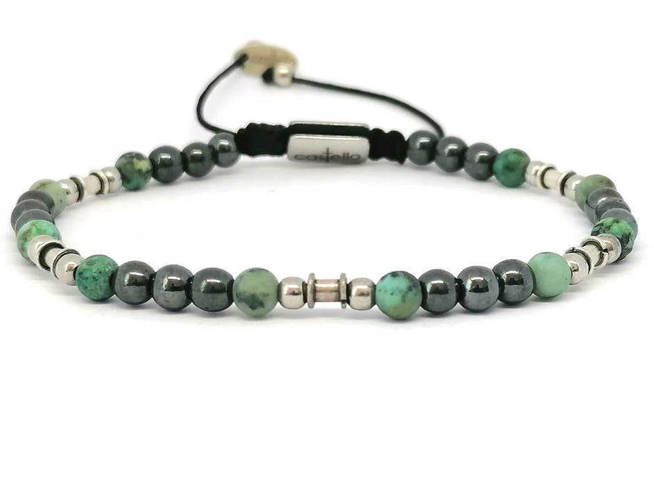 Silver bracelet Earth, Hematite African Turquoise stone 4mm — view 4 | Castello Jewels