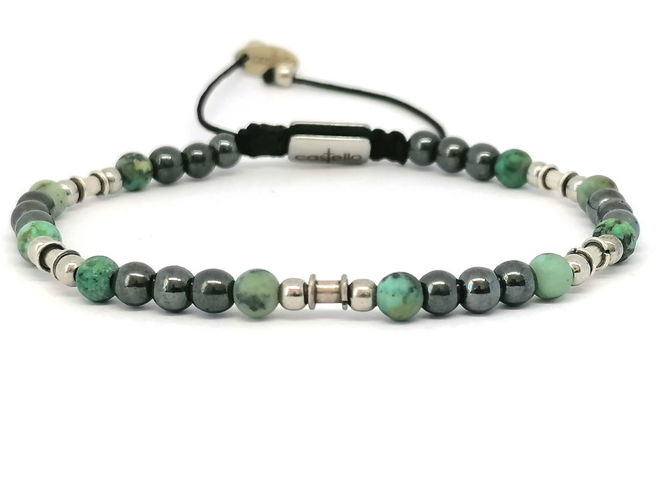 Silver bracelet Earth, Hematite African Turquoise stone 4mm — view 4 | Castello Jewels